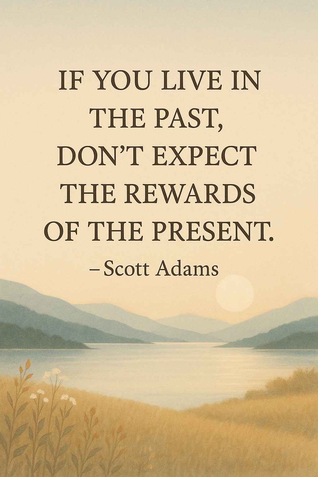 Quote image: If you live in the past, don’t expect the rewards of the present. — Scott Adams
